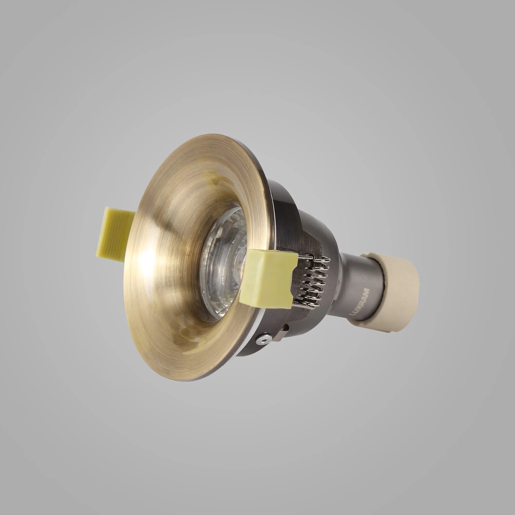Bruve GU10 Recessed Round Antique Brass IP65 Downlighter, Cut-Out 68mm DX200404  Dlux Bruve IP65